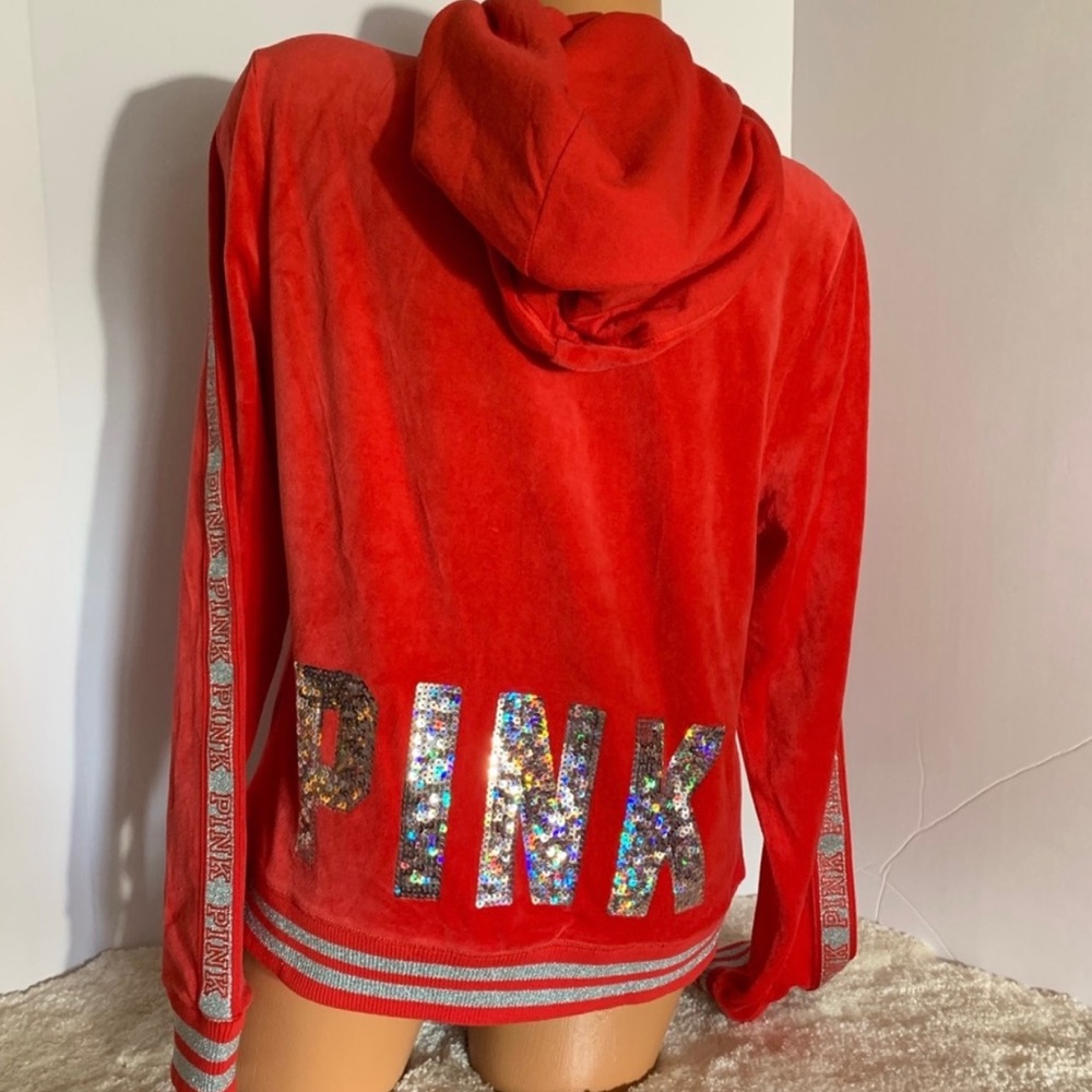 ‼️SUPER RARE - VS PINK Velour BLING Zip Up Sweater